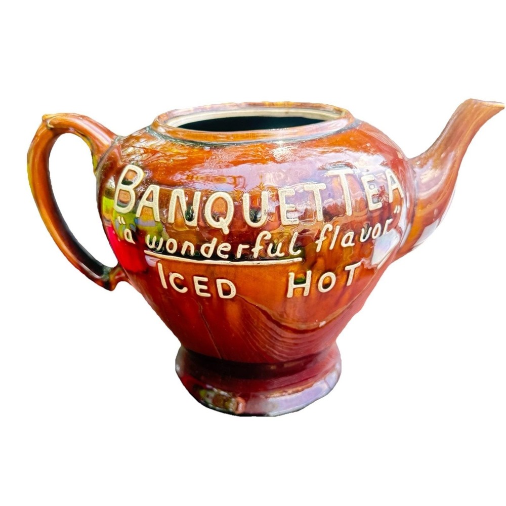 Rare Vintage Banquet Tea Oversized Store Display‎ Brown Glazed Teapot No Top